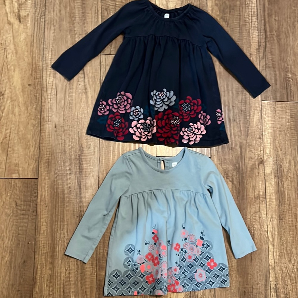 2 long sleeve Tea dresses. 18-24 months